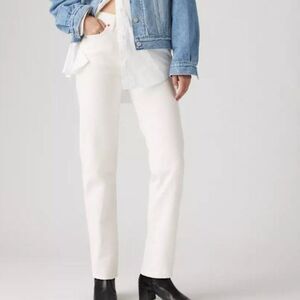 LEVI'S Size 24 White Wedgie Straight Fit Women's Denim Jeans Button Fly Stretch